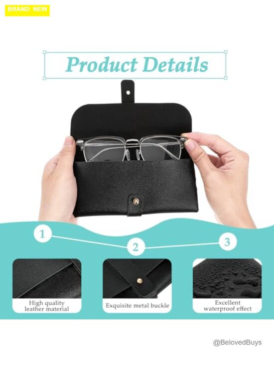 30 Pack Soft PU Leather Eyeglass Case Button Closure Travel Glasses Pouch main image 5